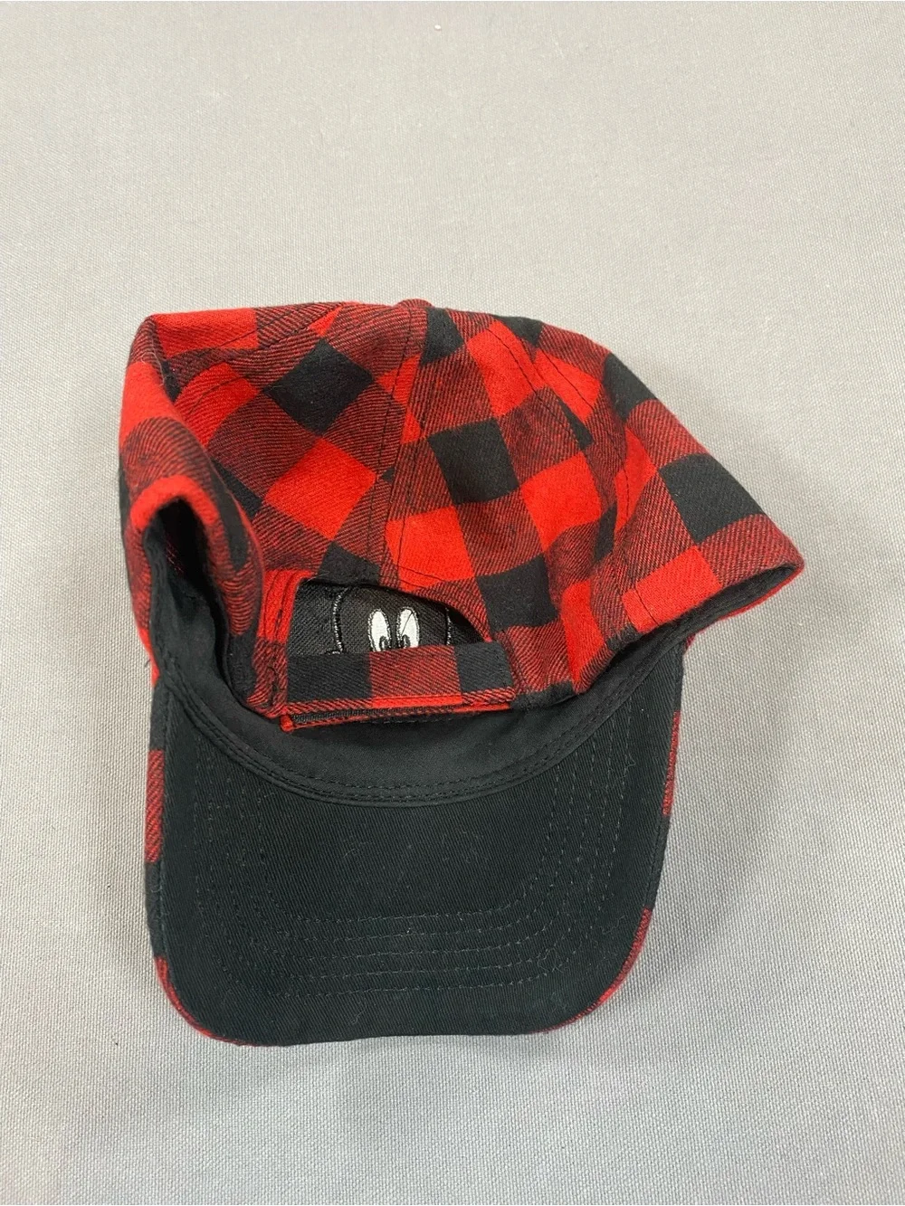 Disney Red and Black Plaid Mickey Mouse Cap with Felt Ears